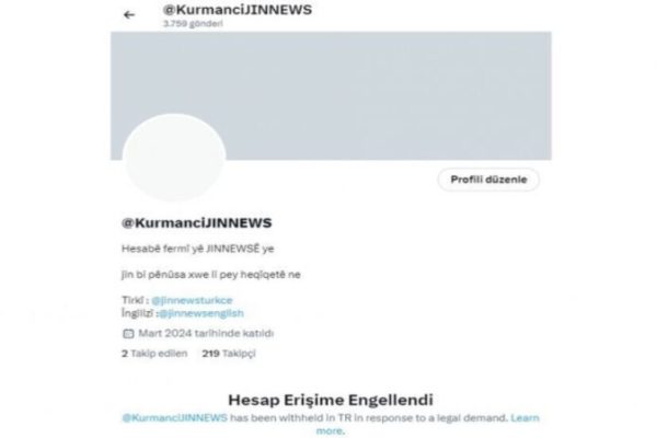 Twitter заблокировал доступ к аккаунту Jinnews на курдском языке