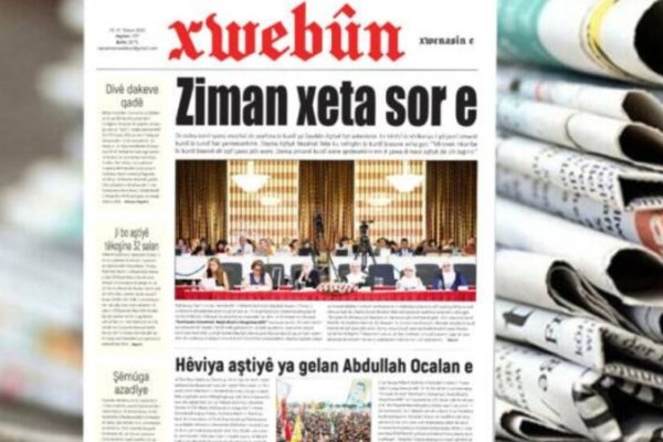 Газета Xwebûn вышла с заголовком «Язык — это красная линия»