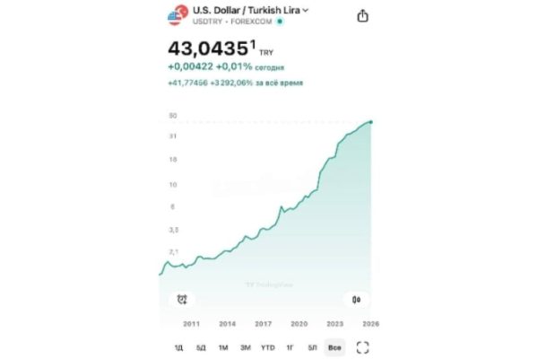 Турецкая лира обновила исторический минимум, опустившись до 43 за доллар
